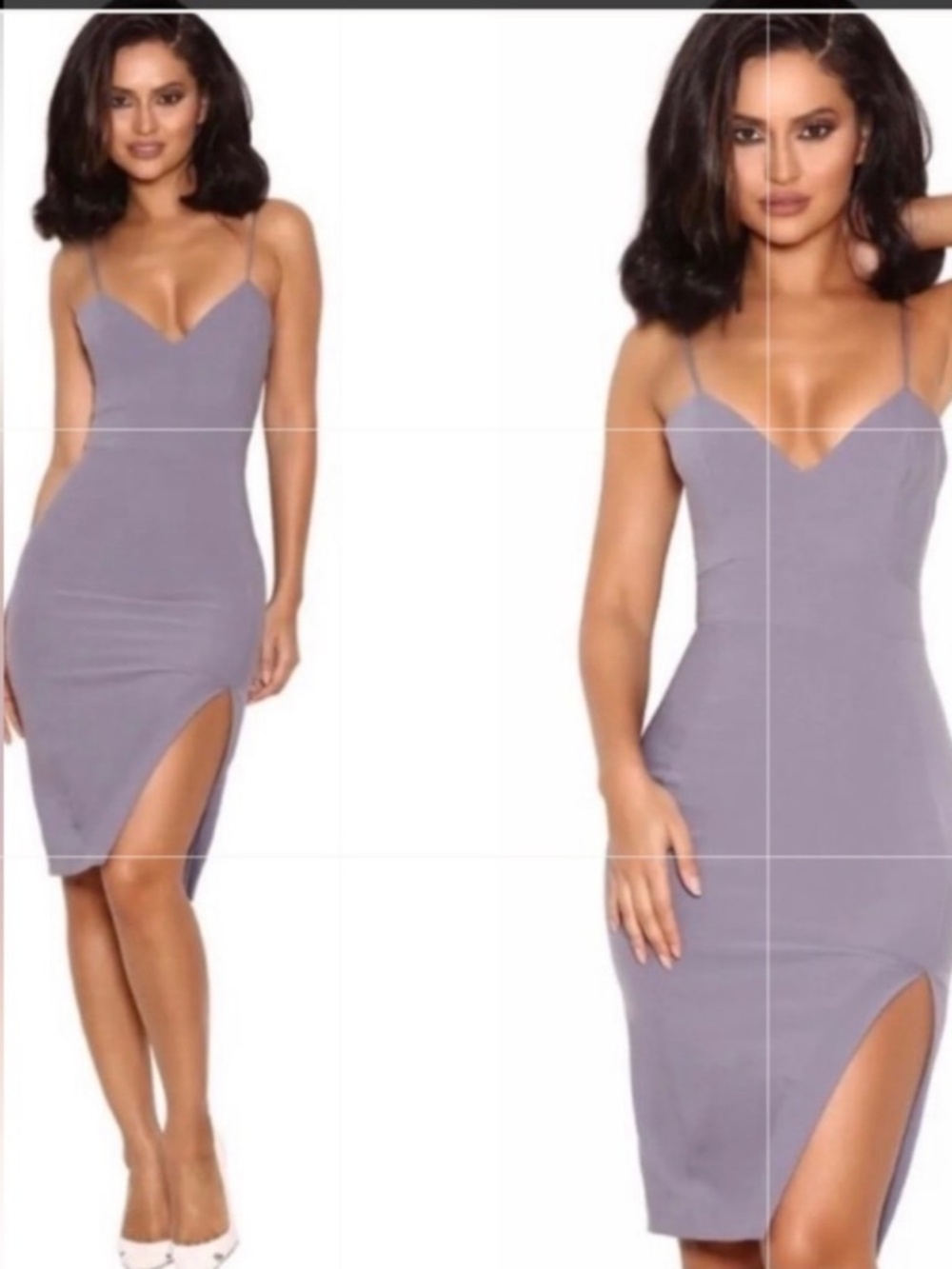 House of CB Gray Mini Dress with Slit